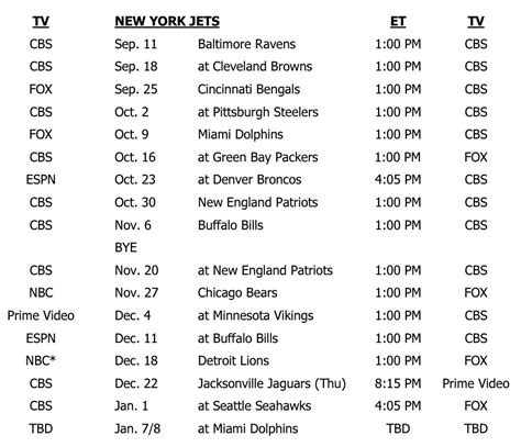 2022 NY Jets Schedule