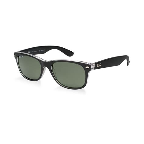 Ray-ban Rb2132 55 New Wayfarer in Black (BLACK CLEAR/GREEN POLAR) | Lyst