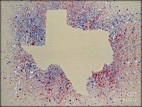 Map of Texas - Red White Blue Splatter Painting Painting by Ella Kaye Dickey - Pixels