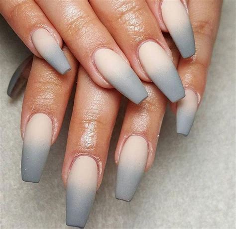 Ombré gray nails #nails #FrenchNailsPink | Matte nails design, Ombre ...