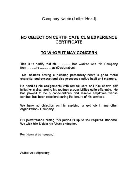 Image Result For Noc Letter For Employee | Lettering regarding Letter Of Objection Template ...