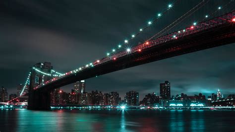 4K Bridge Night City Lights Wallpaper - [3840x2160]