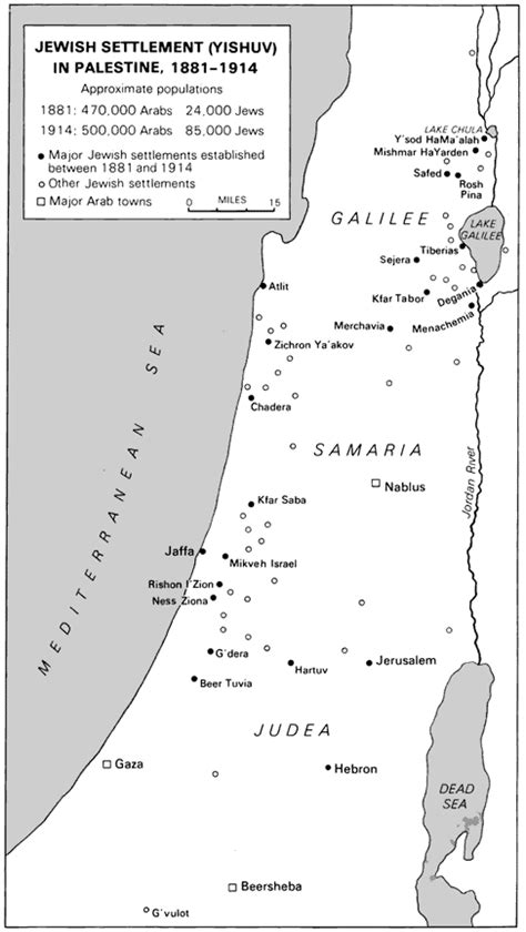 Map of Jewish Settlement in Palestine (1881-1914)