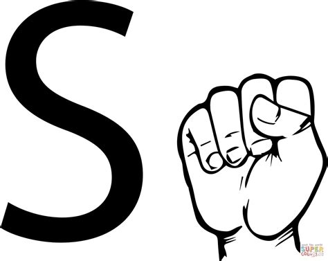 ASL Sign Language Letter S coloring page | Free Printable Coloring Pages