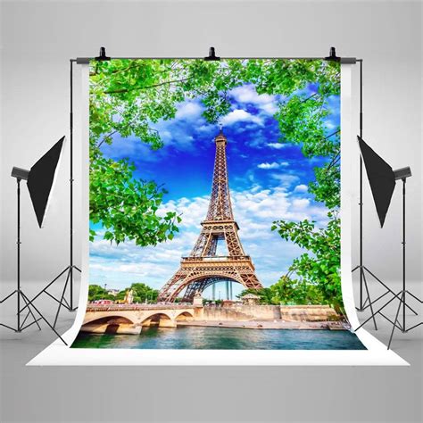 Eiffel Tower Paris Photography Backdrops Blue Sky White Clouds Photo ...