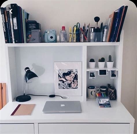 Aesthetic desk idea | Shelf decor bedroom, College apartment decor, Organization bedroom