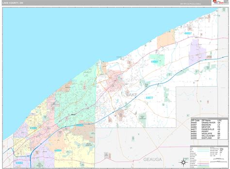 Lake County, OH Wall Map Premium Style by MarketMAPS