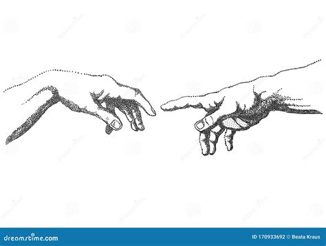 Creation Of Adam Michelangelo Vector Hands With Frame Stock Vector Illustration Of Drawing ...