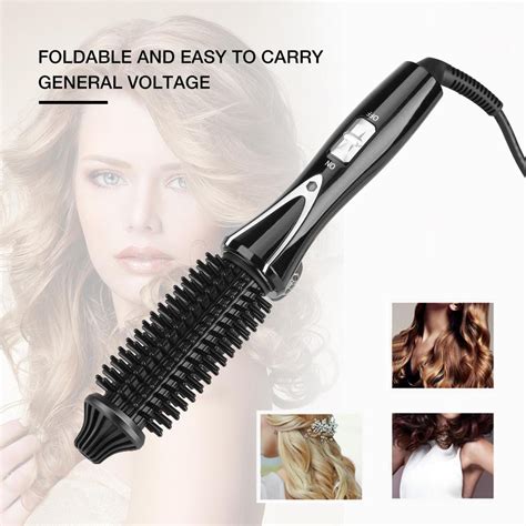 OTVIAP Curling Iron Brush, Foldable Ceramic Tourmaline Ionic Hair Curling Wand Hot Brush with ...