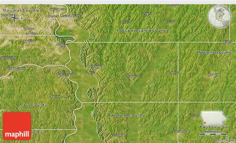 Satellite 3D Map of Mills County