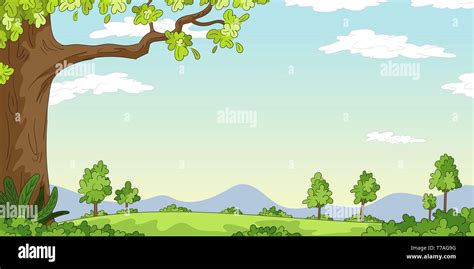 Cartoon Landscape background. Vector illustration with separate layers ...