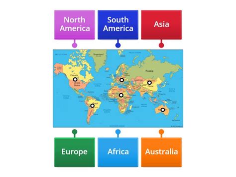 Continents - basic information - Labelled diagram