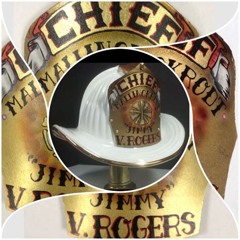 Retired Chief Rogers gold leaf fire helmet front shield. | Custom airbrushing, Fire helmet, Airbrush