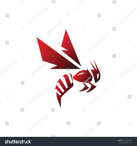 Flying Modern Red Bee Logo Stock Vector (Royalty Free) 1405453163 ...