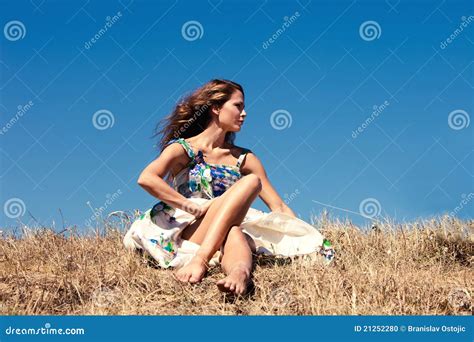 Barefoot in grass stock photo. Image of elegant, summer - 21252280