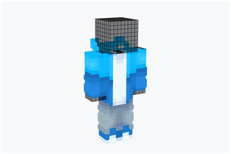 Minecraft Blue Creeper Hoodie Skin