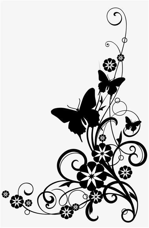 Transparent Flower Border Clipart Black And White - Rectangle Circle