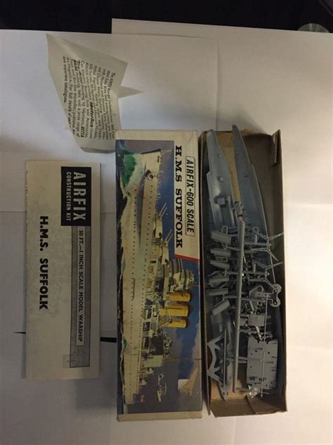 VINTAGE AIRFIX 600 SCALE - UNMADE MODEL KIT - HMS SUFFOLK - 1964 ...