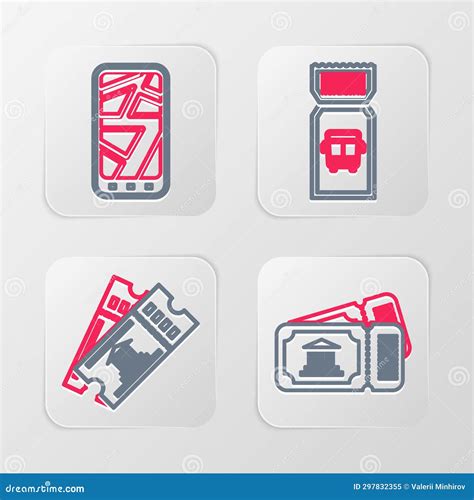 Set Line Museum Ticket, Bus and Infographic of City Map Icon. Vector Stock Vector - Illustration ...