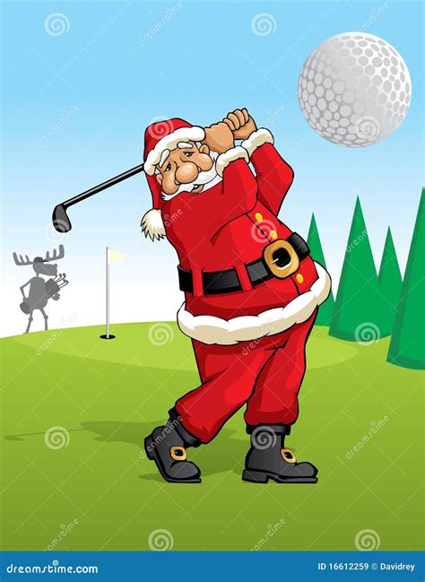 Santa Claus golfing stock vector. Illustration of drawing - 16612259