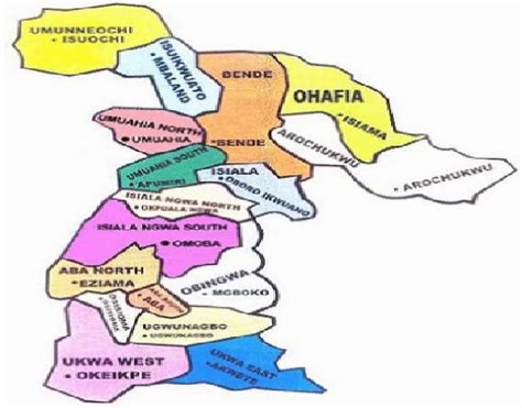 Map of the Local Government Areas of Abia State, Nigeria showing Bende LGA. | Download ...