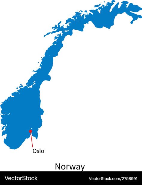 Detailed map of norway and capital city oslo Vector Image