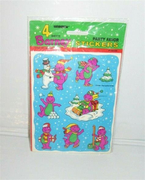 VTG 1993 Unique Barney Stickers Christmas 4 Sheets The Lyons Group ...