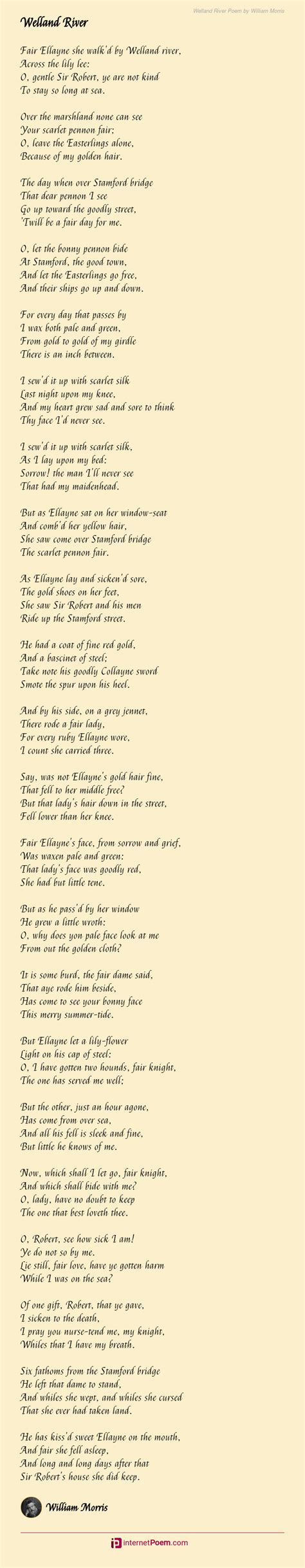 Welland River Poem by William Morris