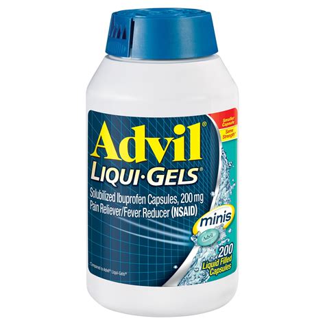 Advil Liqui-Gels Minis Pain Reliever and Fever Reducer, Ibuprofen 200mg ...