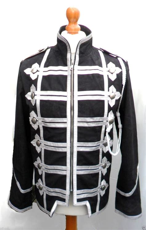 Military Rock Jacket Tunic NUBUCK LEATHER Hussar Style Silver Braid ...