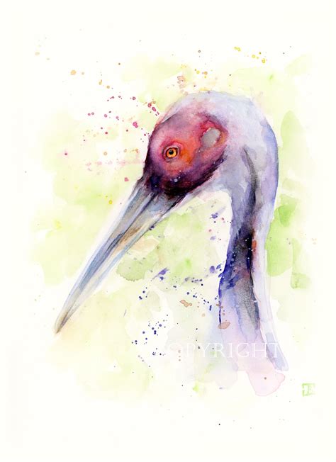 Crane Bird Original Watercolor Painting Watercolor Gift Art - Etsy