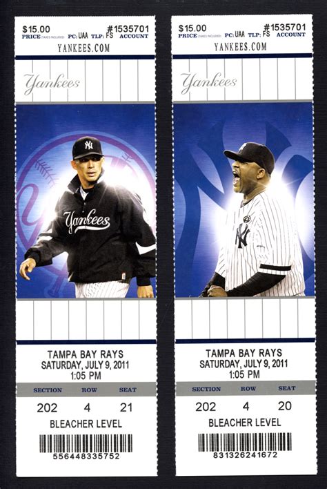 Lot Detail - Derek Jeter 3000th Hit Game Pair of Full Tickets