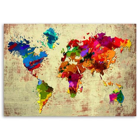 Colourful vintage world map - Canvas prints for the office | ARC PRINT