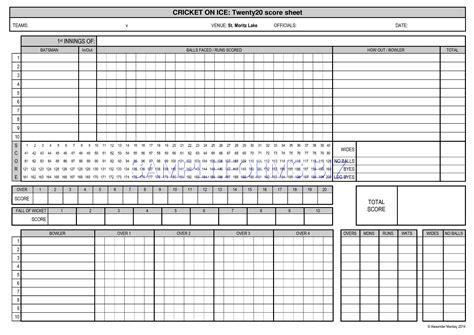 Preview PDF Cricket Score Sheet 2, 2