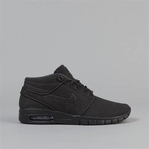 Nike SB Stefan Janoski Max Mid Leather Shoes - Black / Black | Flatspot