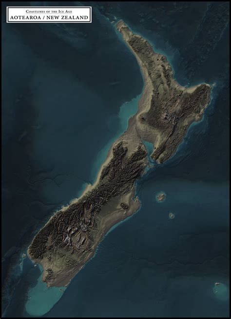 Shaded relief map of Aotearoa (New Zealand) : KiwiMaps