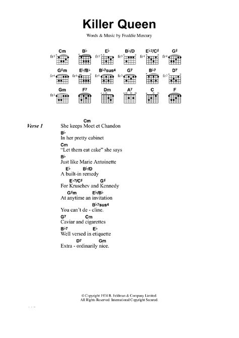 Killer Queen by Queen - Guitar Chords/Lyrics - Guitar Instructor