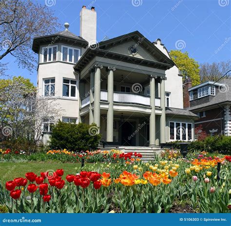 House with spring flowers stock image. Image of steps - 5106303