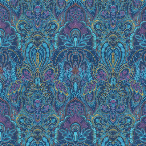 Damask Dangereuse by Laurence Llewelyn-Bowen - Blue - Wallpaper ...