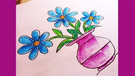 Top 999+ flower vase drawing images with colour – Amazing Collection ...