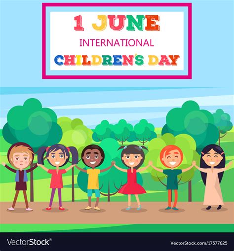 1 june international children day poster of kids Vector Image