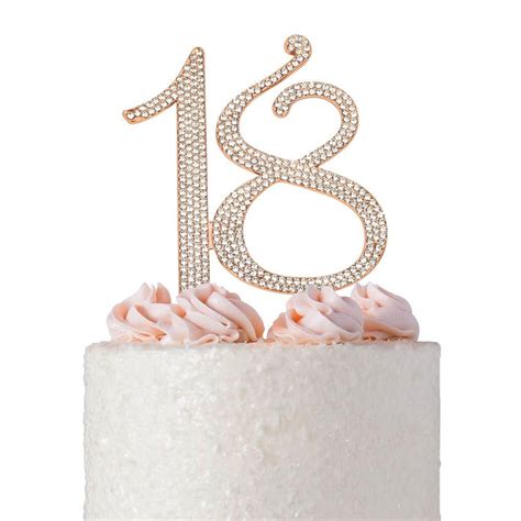 18 ROSE GOLD Birthday Cake Topper Number Eighteen Sparkly Rhinestone ...