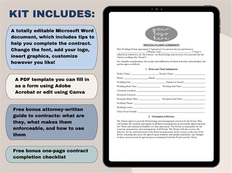 Wedding Florist Contract Template Attorney-written Editable Instant ...