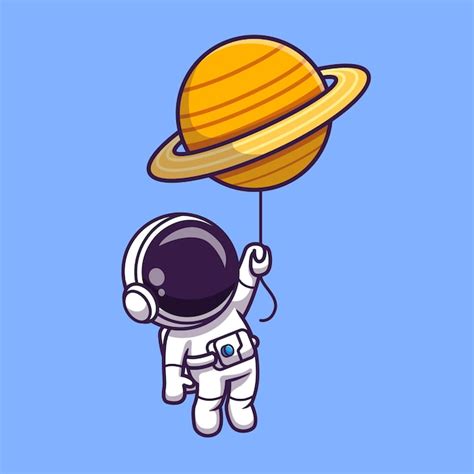 Free Vector | Cute Astronaut Floating With Planet Balloon In Space Cartoon Vector Icon ...