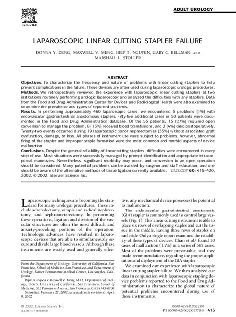 (PDF) Laparoscopic linear cutting stapler failure | hiep nguyen - Academia.edu