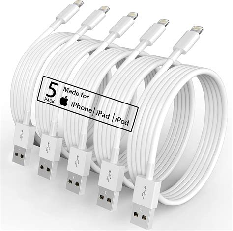 Apple MFi Certified Fast Charging Lightning Cables 5 Pack Deals