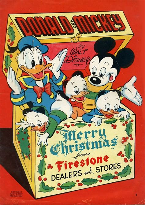 1949 Donald & Mickey Mouse by Walt Disney Firestone Premium Comic Book | Musse pigg, Julkort ...