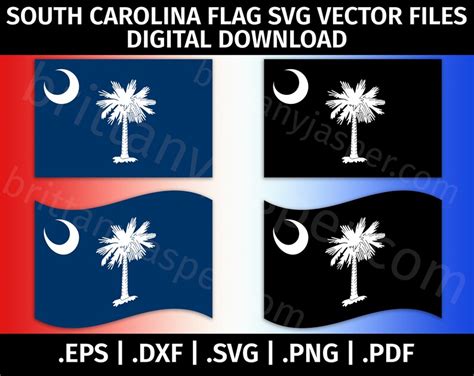 South Carolina State Flag SVG Vector Clip Art Cut Files for | Etsy