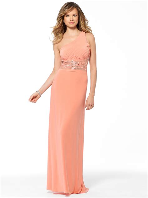 BACK DETAIL | Apricot One Shoulder Beaded Gown | Caché, $238 | Dresses, 2014 dresses, Gowns dresses
