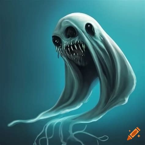 Scary underwater ghost creature
